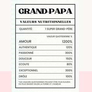 Valeur Nutritionnelle Grand-Papa Fichier PNG/SVG – Clipart en Français pour Sublimation, Cricut, DIY Tumbler – Valeur nutritive Grand-père