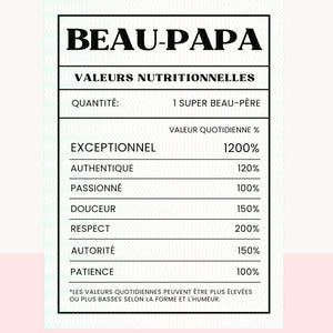 Valeur Nutritionnelle Beau-Papa Fichier PNG/SVG – Clipart en Français pour Sublimation, Cricut, DIY Tumbler – Valeur nutritive beau-père