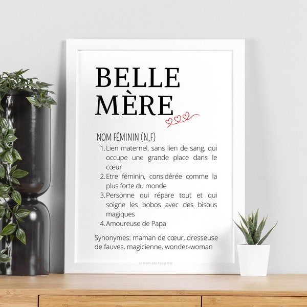 Affiche Définition belle mère - Cadeau fête des mères - cadeau pour belle maman par Les Petits PDF