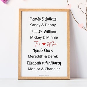 Póster de Parejas Famosas para personalizar con 2 nombres - Póster de pareja personalizable
