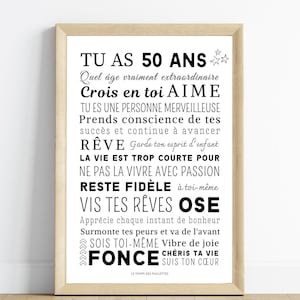 50th Birthday Poster - 50th Birthday Card - Birthday Party Decoration by Les Petits PDF