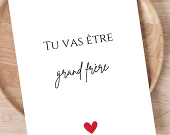 Carte annonce de grossesse grand frère - Carte à imprimer - Annonce bébé originale famille - idée annonce grossesse