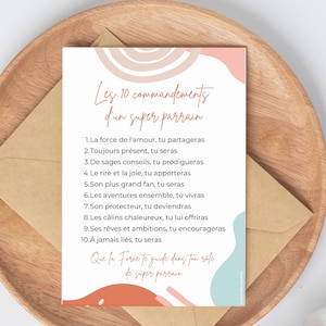 Poster for godfather & godmother - Card 10 commandments of Super godfather godmother by Les Petits PDF