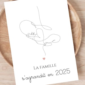 Carte annonce de grossesse Famille - la famille s'agrandit 2025 et 2026 - Carte à imprimer - Annonce bébé originale - idée annonce grossesse