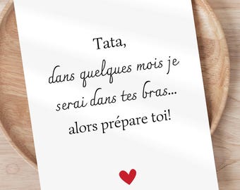 Tata annuncio gravidanza - Scheda stampabile - Annuncio originale del bambino - Idea per annuncio gravidanza