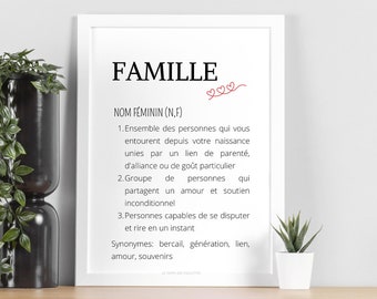 Personalized family definition poster - minimalist black and white family poster by Les Petits PDF