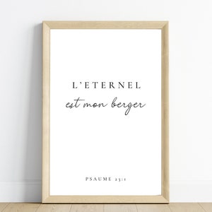 The Lord is my Shepherd Poster - Psalm 23:1 - Bible Verse in French - Christian Wall Art - Christian Decor
