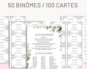 Pairs Game - Wedding Entertainment - Famous Duos Game - Wedding Games - EVJF Games - Wedding Pairs Game List