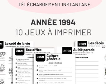 Year 1994 - 10 games (with answers) - Immediate download ideal for birthday, wedding, bachelorette party, bachelorette party ... by Les Petits PDF
