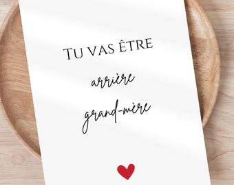 Grandma's pregnancy announcement card - Printable card - Original family baby announcement - pregnancy announcement idea