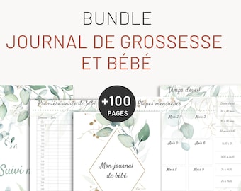 Journal de grossesse et bébé à imprimer - déco feuille eucalyptus - Organisation grossesse  par Les Petits PDF