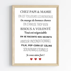 Poster at grandma&#39;s - Grandma & Grandpa poster - gift for grandparents - Printable poster by Les Petits PDF