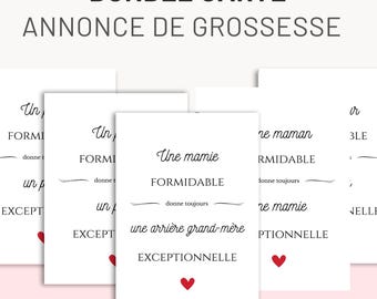 Bundle cartes annonce de grossesse pour toute la famille - Carte à imprimer - Annonce bébé originale - idée annonce grossesse