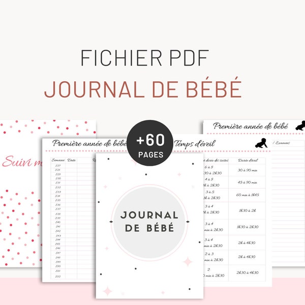 Journal de bébé rose à imprimer - Organisation suivi bébé par Les Petits PDF