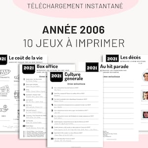 Année 2006 - 10 jeux (avec réponses) - Téléchargement immédiat idéal pour anniversaire 18 ans, mariage, EVG, EVJF ... par Les Petits PDF