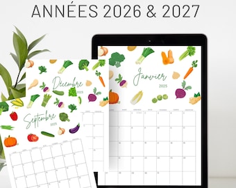 Printable 2026-2027 Seasonal Vegetable Calendar | A4 PDF Monthly Planner
