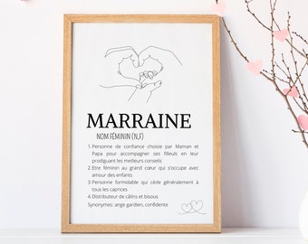 Godmother definition poster - godmother gift - single line godmother poster by Les Petits PDF