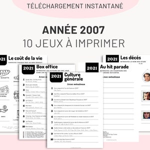 Year 2007 - 10 games (with answers) - Immediate download ideal for birthday, wedding, bachelorette party, bachelorette party ... by Les Petits PDF