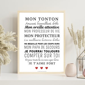 Affiche tonton personnalisée - cadeau personnalisé tonton