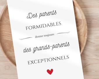 Carte annonce de grossesse grands parents  - Carte à imprimer - Annonce bébé originale - idée annonce grossesse
