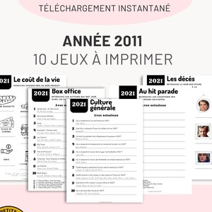 Année 2011 - 10 jeux (avec réponses) - Téléchargement immédiat idéal pour anniversaire, mariage, EVG, EVJF ... par Les Petits PDF