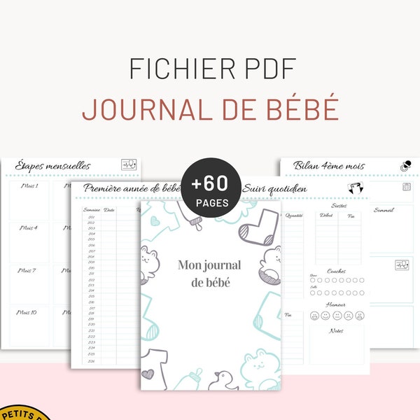 Journal de bébé bleu à imprimer - Organisation suivi bébé par Les Petits PDF