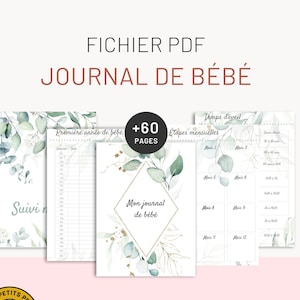 Journal de bébé à imprimer - déco feuille eucalyptus - Organisation suivi bébé par Les Petits PDF
