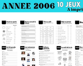Year 2006 - 10 games (with answers) - Immediate download ideal for 18th birthday, wedding, bachelorette party, bachelorette party ... by Les Petits PDF