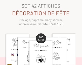 Bundle of 42 posters for DIY party decoration: Wedding, Retirement, Baptism - Poster to print by Les Petits PDF & Co