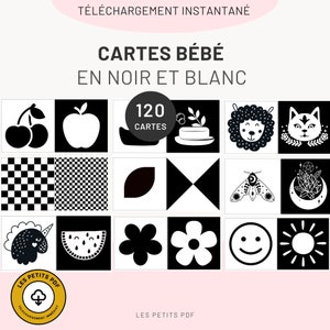 120 cartes montessori noir et blanc - Flash card bébé - activité bébé - Les Petits PDF