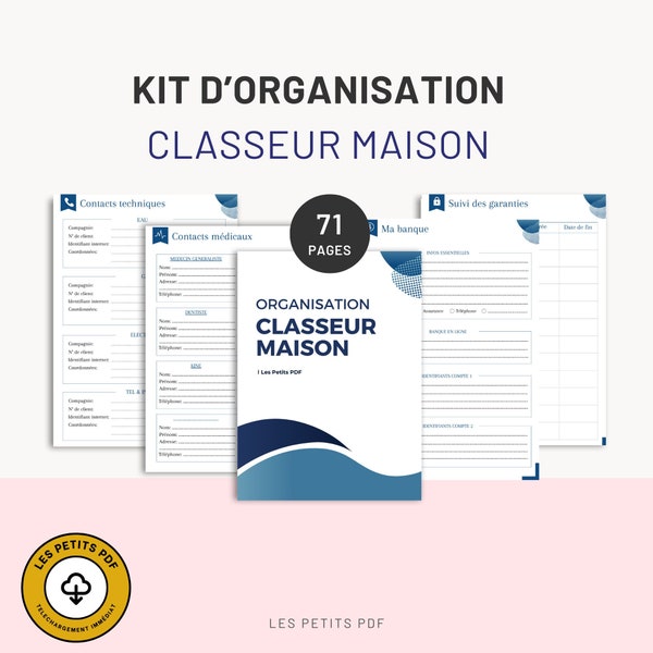 Kit Classeur Maison et organisateur familial - Fiches imprimables planning par Les Petits PDF