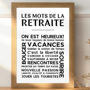 Retirement Poster - Retirement Words Card - Original Gift for Retirees - Retirement Decoration