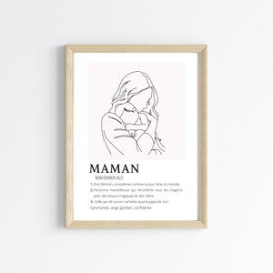 Personalisiertes Mama-Definitionsposter mit einzeiliger Illustration von Les Petits PDF