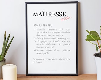 Póster personalizado con la definición del profesor - Regalo personalizado para el profesor - Marco para el profesor