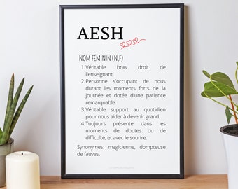 Affiche définition AESH - cadeau AESH - affiche à télécharger par Les Petits PDF