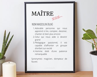 Affiche définition Maître personnalisée - cadeau Maître personnalisée - poster Maître par Les Petits PDF