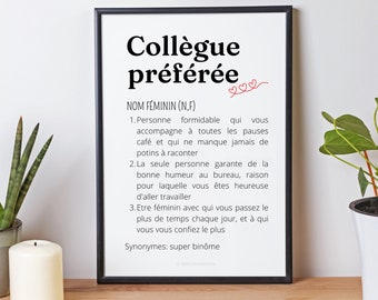 Affiche définition Collègue -  cadeau pot de départ collègue - Affiche à imprimer par Les Petits PDF