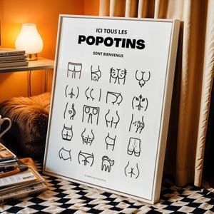 Humorous Toilet Poster - All Bottoms Welcome Here - Wall Decoration
