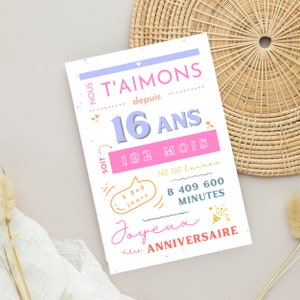 16th Birthday Poster - 16th Birthday Card - Birthday Party Decoration by Les Petits PDF