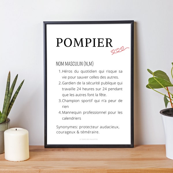 Affiche définition pompier - Affiche minimalistes pompier  - Affiche caserne pompier  par Les Petits PDF