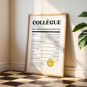 Valores nutricionales: póster humorístico para colegas hombres y mujeres, perfecto como regalo de trabajo, fiesta de jubilación, amigo secreto o regalo de cumpleaños.