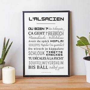 Alsatian words poster - Alsatian poster - Alsatian words and expressions frame by Les Petits PDF