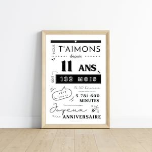 Affiche 11 ans - Carte 11ème anniversaire - Décoration de fête d'anniversaire  par Les Petits PDF