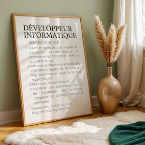 Affiche définition minimaliste  Développeur informatique - Cadeau pour Développeur informatique