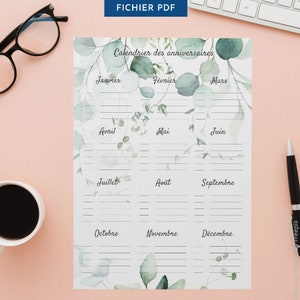 Perpetual birthday calendar - Printable schedule by Les Petits PDF