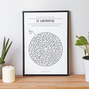 Toilet Labyrinth Poster - Minimalist WC and bathroom poster - Toilet poster - Printable poster by Les Petits PDF
