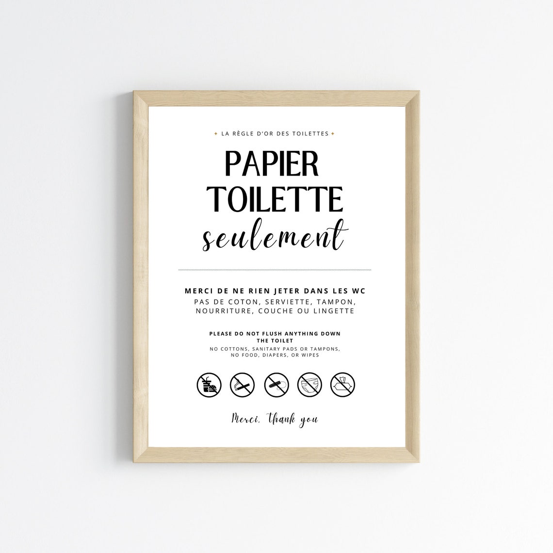 Affiche Ne rien jeter dans les WC en français Affiche toilette canalisation sensible par Les