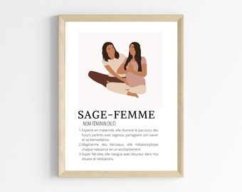 Affiche définition sage-femme - cadeau pour sage-femme par Les Petits PDF