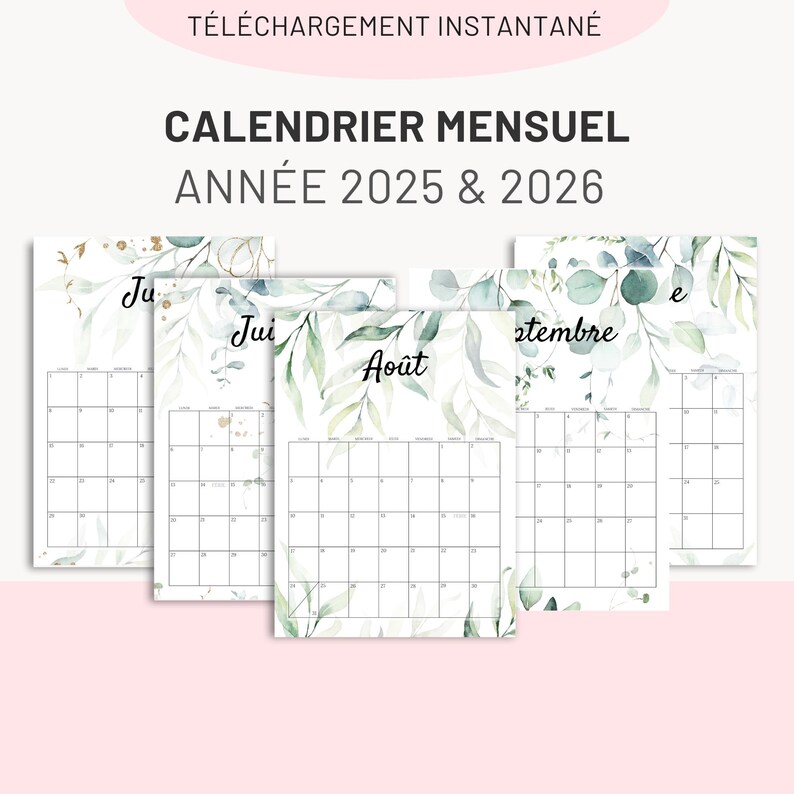 Calendario 20252026 Planificador Mensual Eucalipto Agenda Perpetua PDF