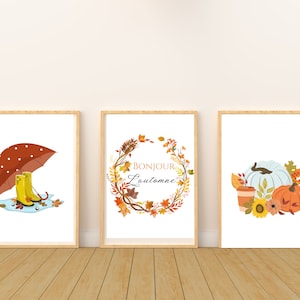 Hello autumn poster - Autumn decoration - autumn children&#39;s poster by Les Petits PDF